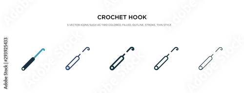 crochet hook icon in different style vector illustration. two colored and black crochet hook vector icons designed in filled, outline, line and stroke style can be used for web, mobile, ui