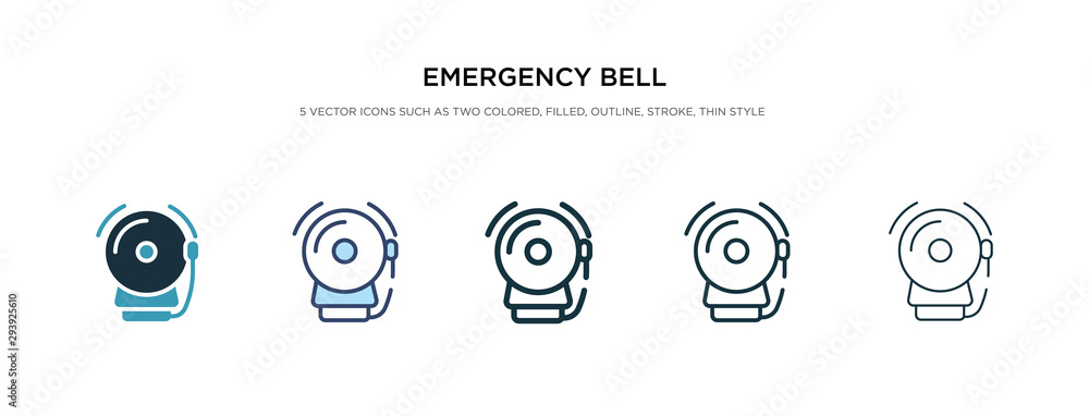 emergency bell icon in different style vector illustration. two colored and black emergency bell vector icons designed in filled, outline, line and stroke style can be used for web, mobile, ui
