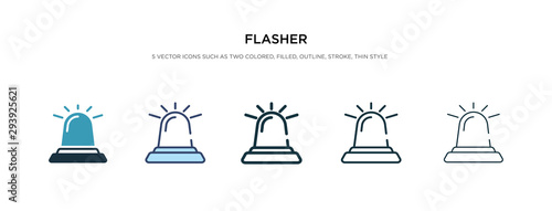 flasher icon in different style vector illustration. two colored and black flasher vector icons designed in filled, outline, line and stroke style can be used for web, mobile, ui