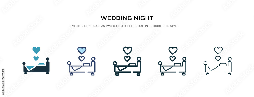 wedding night icon in different style vector illustration. two colored and black wedding night vector icons designed in filled, outline, line and stroke style can be used for web, mobile, ui