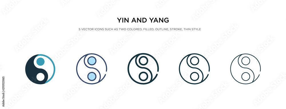 yin and yang icon in different style vector illustration. two colored and black yin and yang vector icons designed in filled, outline, line stroke style can be used for web, mobile, ui yin and yang icon in different style vector illustration. two colored and black yin and yang vector icons designed in filled, outline, line stroke style can be used for web, mobile, ui