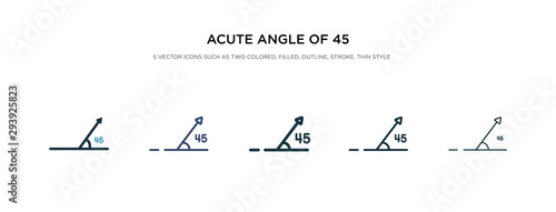 acute angle of 45 degrees icon in different style vector illustration. two colored and black acute angle of 45 degrees vector icons designed in filled, outline, line and stroke style can be used for