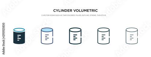 cylinder volumetric icon in different style vector illustration. two colored and black cylinder volumetric vector icons designed in filled, outline, line and stroke style can be used for web,