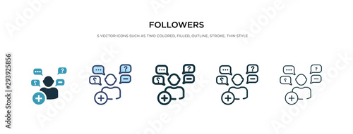 followers icon in different style vector illustration. two colored and black followers vector icons designed in filled, outline, line and stroke style can be used for web, mobile, ui