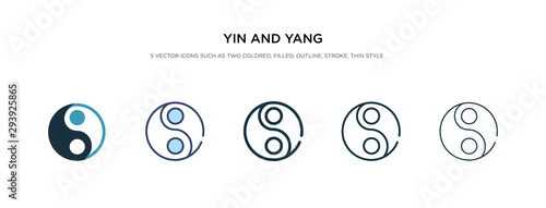 yin and yang icon in different style vector illustration. two colored and black yin and yang vector icons designed in filled, outline, line stroke style can be used for web, mobile, ui