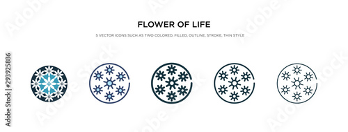 flower of life icon in different style vector illustration. two colored and black flower of life vector icons designed in filled, outline, line and stroke style can be used for web, mobile, ui