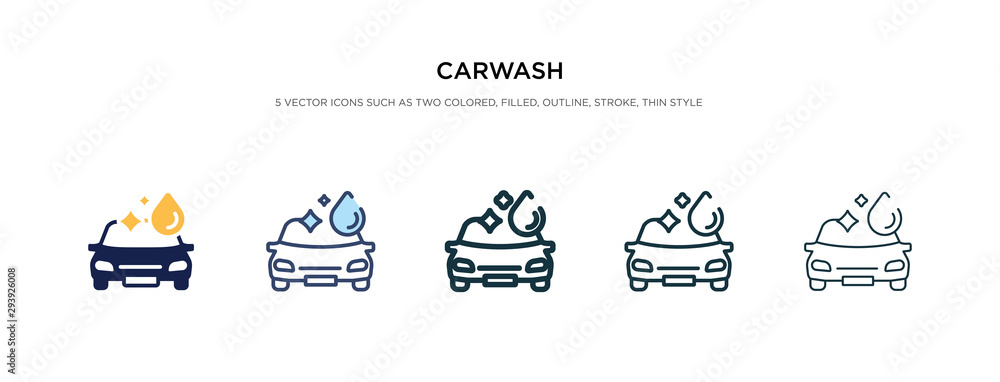 carwash icon in different style vector illustration. two colored and black carwash vector icons designed in filled, outline, line and stroke style can be used for web, mobile, ui carwash icon in different style vector illustration. two colored and black carwash vector icons designed in filled, outline, line and stroke style can be used for web, mobile, ui