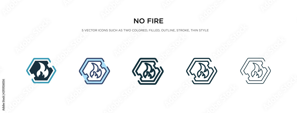 no fire icon in different style vector illustration. two colored and black no fire vector icons designed in filled, outline, line and stroke style can be used for web, mobile, ui