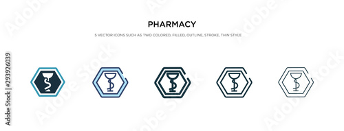 pharmacy icon in different style vector illustration. two colored and black pharmacy vector icons designed in filled, outline, line and stroke style can be used for web, mobile, ui