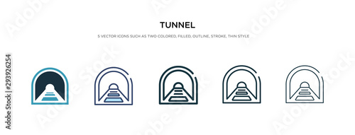 tunnel icon in different style vector illustration. two colored and black tunnel vector icons designed in filled, outline, line and stroke style can be used for web, mobile, ui
