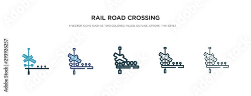 rail road crossing cross icon in different style vector illustration. two colored and black rail road crossing cross vector icons designed in filled  outline  line and stroke style can be used for