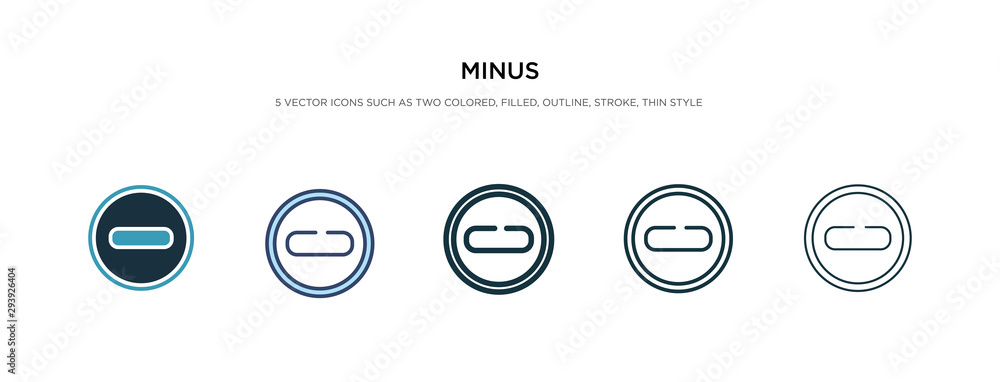 minus icon in different style vector illustration. two colored and black minus vector icons designed in filled, outline, line and stroke style can be used for web, mobile, ui