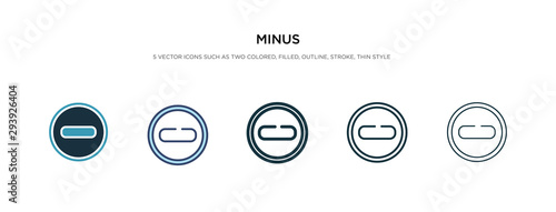 minus icon in different style vector illustration. two colored and black minus vector icons designed in filled, outline, line and stroke style can be used for web, mobile, ui