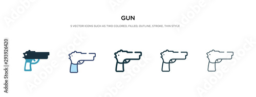 gun icon in different style vector illustration. two colored and black gun vector icons designed in filled, outline, line and stroke style can be used for web, mobile, ui