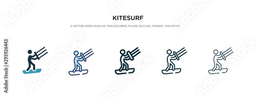 kitesurf icon in different style vector illustration. two colored and black kitesurf vector icons designed in filled, outline, line and stroke style can be used for web, mobile, ui
