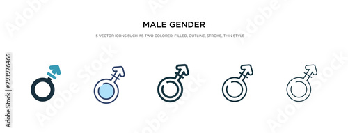 male gender icon in different style vector illustration. two colored and black male gender vector icons designed in filled, outline, line and stroke style can be used for web, mobile, ui
