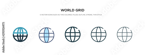 world grid icon in different style vector illustration. two colored and black world grid vector icons designed in filled, outline, line and stroke style can be used for web, mobile, ui