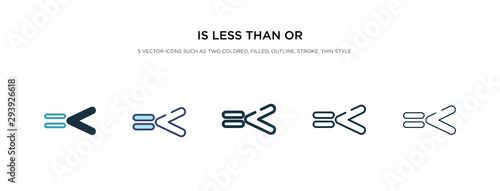 is less than or equal to icon in different style vector illustration. two colored and black is less than or equal to vector icons designed in filled, outline, line and stroke style can be used for