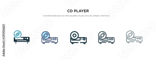cd player icon in different style vector illustration. two colored and black cd player vector icons designed in filled, outline, line and stroke style can be used for web, mobile, ui