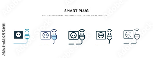 smart plug icon in different style vector illustration. two colored and black smart plug vector icons designed in filled, outline, line and stroke style can be used for web, mobile, ui