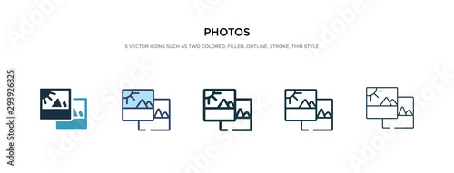 photos icon in different style vector illustration. two colored and black photos vector icons designed in filled, outline, line and stroke style can be used for web, mobile, ui