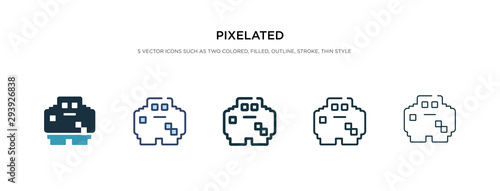 pixelated icon in different style vector illustration. two colored and black pixelated vector icons designed in filled, outline, line and stroke style can be used for web, mobile, ui