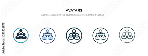 avatars icon in different style vector illustration. two colored and black avatars vector icons designed in filled, outline, line and stroke style can be used for web, mobile, ui