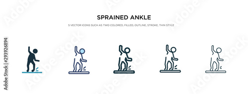 sprained ankle icon in different style vector illustration. two colored and black sprained ankle vector icons designed in filled, outline, line and stroke style can be used for web, mobile, ui
