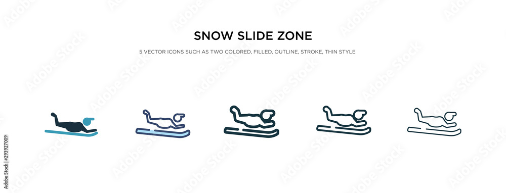snow slide zone icon in different style vector illustration. two colored and black snow slide zone vector icons designed in filled, outline, line and stroke style can be used for web, mobile, ui