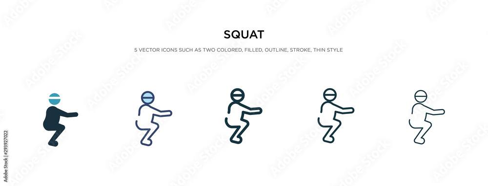 squat icon in different style vector illustration. two colored and black squat vector icons designed in filled, outline, line and stroke style can be used for web, mobile, ui squat icon in different style vector illustration. two colored and black squat vector icons designed in filled, outline, line and stroke style can be used for web, mobile, ui