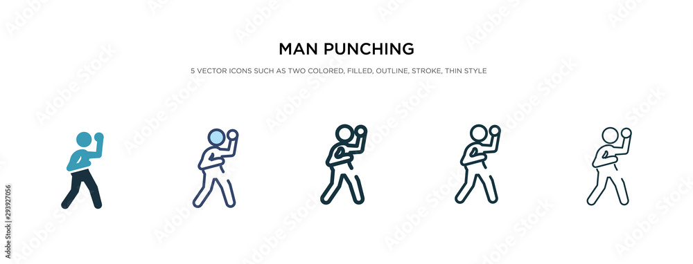 man punching icon in different style vector illustration. two colored and black man punching vector icons designed in filled, outline, line and stroke style can be used for web, mobile, ui man punching icon in different style vector illustration. two colored and black man punching vector icons designed in filled, outline, line and stroke style can be used for web, mobile, ui