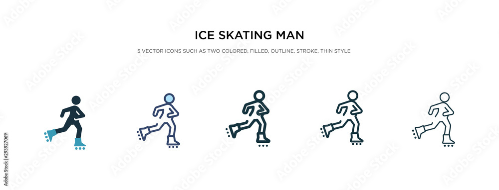 ice skating man icon in different style vector illustration. two colored and black ice skating man vector icons designed in filled, outline, line and stroke style can be used for web, mobile, ui ice skating man icon in different style vector illustration. two colored and black ice skating man vector icons designed in filled, outline, line and stroke style can be used for web, mobile, ui
