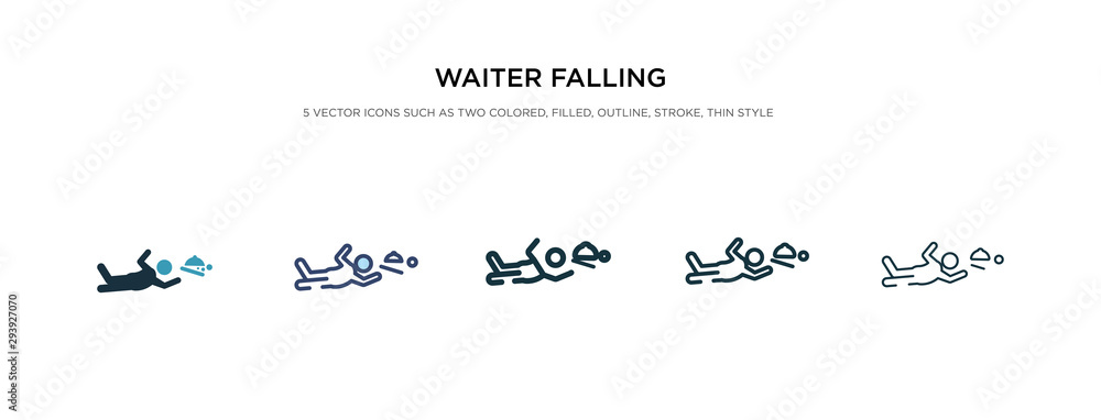 waiter falling icon in different style vector illustration. two colored and black waiter falling vector icons designed in filled, outline, line and stroke style can be used for web, mobile, ui