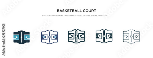 basketball court icon in different style vector illustration. two colored and black basketball court vector icons designed in filled, outline, line and stroke style can be used for web, mobile, ui