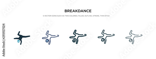 breakdance icon in different style vector illustration. two colored and black breakdance vector icons designed in filled, outline, line and stroke style can be used for web, mobile, ui