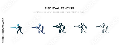 medieval fencing icon in different style vector illustration. two colored and black medieval fencing vector icons designed in filled, outline, line and stroke style can be used for web, mobile, ui