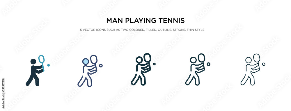 man playing tennis icon in different style vector illustration. two colored and black man playing tennis vector icons designed in filled, outline, line and stroke style can be used for web, mobile,
