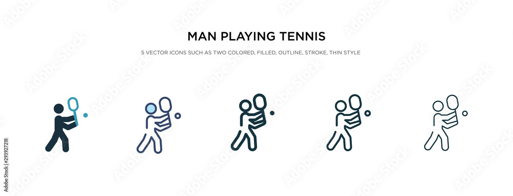 man playing tennis icon in different style vector illustration. two colored and black man playing tennis vector icons designed in filled, outline, line and stroke style can be used for web, mobile, man playing tennis icon in different style vector illustration. two colored and black man playing tennis vector icons designed in filled, outline, line and stroke style can be used for web, mobile,