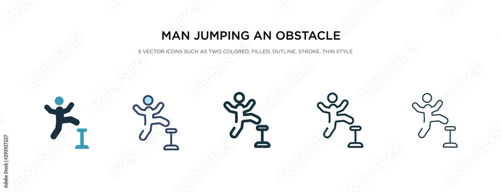 man jumping an obstacle icon in different style vector illustration. two colored and black man jumping an obstacle vector icons designed in filled, outline, line and stroke style can be used for man jumping an obstacle icon in different style vector illustration. two colored and black man jumping an obstacle vector icons designed in filled, outline, line and stroke style can be used for