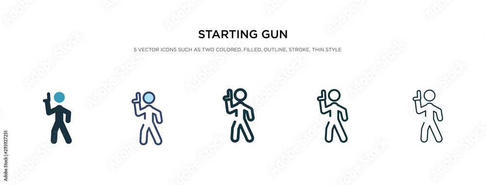 starting gun icon in different style vector illustration. two colored and black starting gun vector icons designed in filled, outline, line and stroke style can be used for web, mobile, ui starting gun icon in different style vector illustration. two colored and black starting gun vector icons designed in filled, outline, line and stroke style can be used for web, mobile, ui