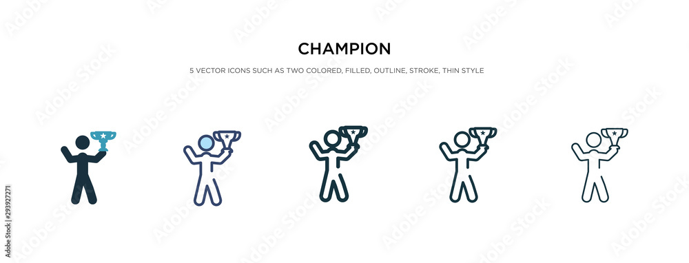 champion icon in different style vector illustration. two colored and black champion vector icons designed in filled, outline, line and stroke style can be used for web, mobile, ui