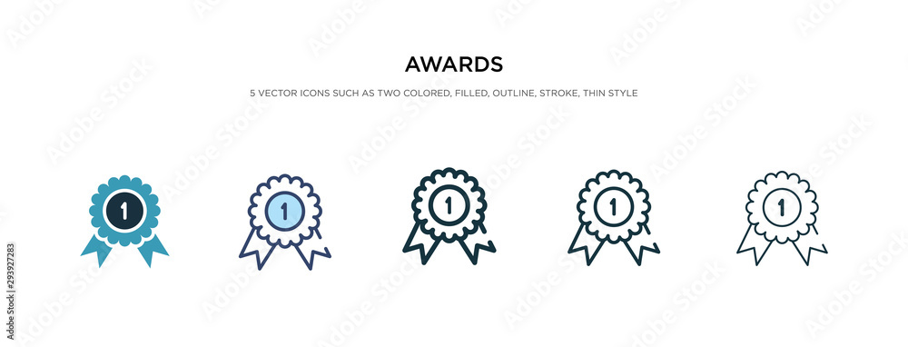 awards icon in different style vector illustration. two colored and black awards vector icons designed in filled, outline, line and stroke style can be used for web, mobile, ui