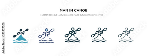 man in canoe icon in different style vector illustration. two colored and black man in canoe vector icons designed filled, outline, line and stroke style can be used for web, mobile, ui
