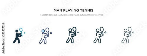 man playing tennis icon in different style vector illustration. two colored and black man playing tennis vector icons designed in filled, outline, line and stroke style can be used for web, mobile,