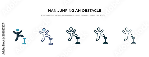 man jumping an obstacle icon in different style vector illustration. two colored and black man jumping an obstacle vector icons designed in filled, outline, line and stroke style can be used for