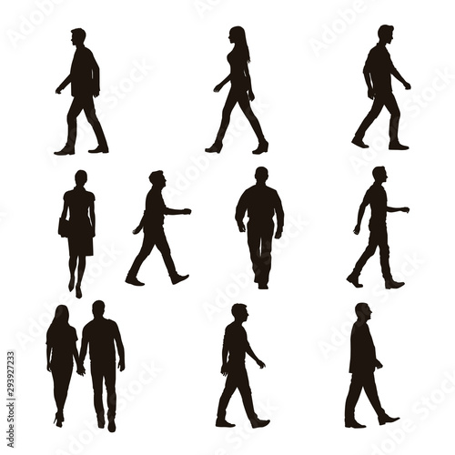 People Walking Silhouettes