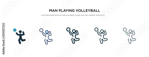 man playing volleyball icon in different style vector illustration. two colored and black man playing volleyball vector icons designed in filled, outline, line and stroke style can be used for web,