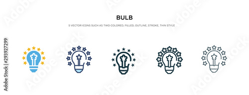 bulb icon in different style vector illustration. two colored and black bulb vector icons designed in filled, outline, line and stroke style can be used for web, mobile, ui