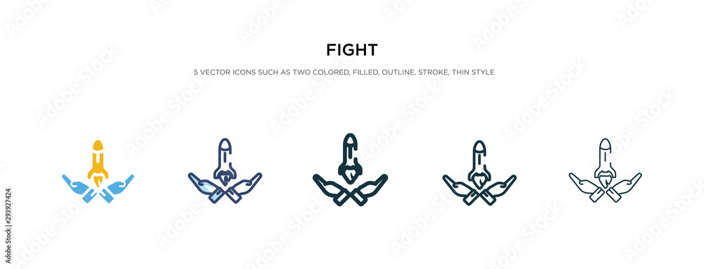 fight icon in different style vector illustration. two colored and black fight vector icons designed in filled, outline, line and stroke style can be used for web, mobile, ui