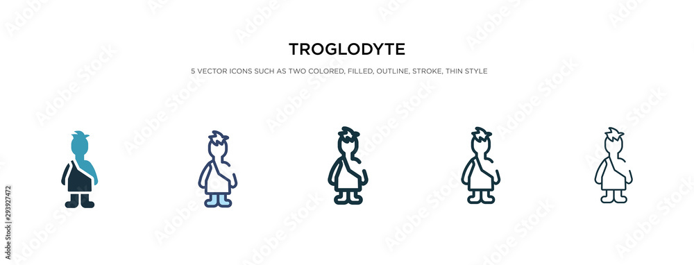 troglodyte icon in different style vector illustration. two colored and black troglodyte vector icons designed in filled, outline, line and stroke style can be used for web, mobile, ui
